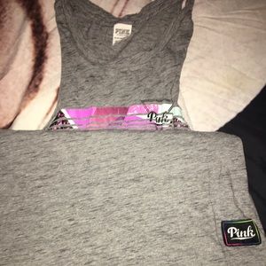 Gray pink muscle tee